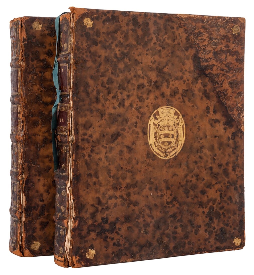 [ARCHITECTURE]. L'Art de Batir des Maisons de Campagne.: [ARCHITECTURE]. BRISEUX, Charles Etienne. L'Art de Batir des Maisons de Campagne. Paris: Prault Pere, 1743. 4to. Complete in two volumes, contemporary full mottled calf, arms of Le Chancelier Henri Fr