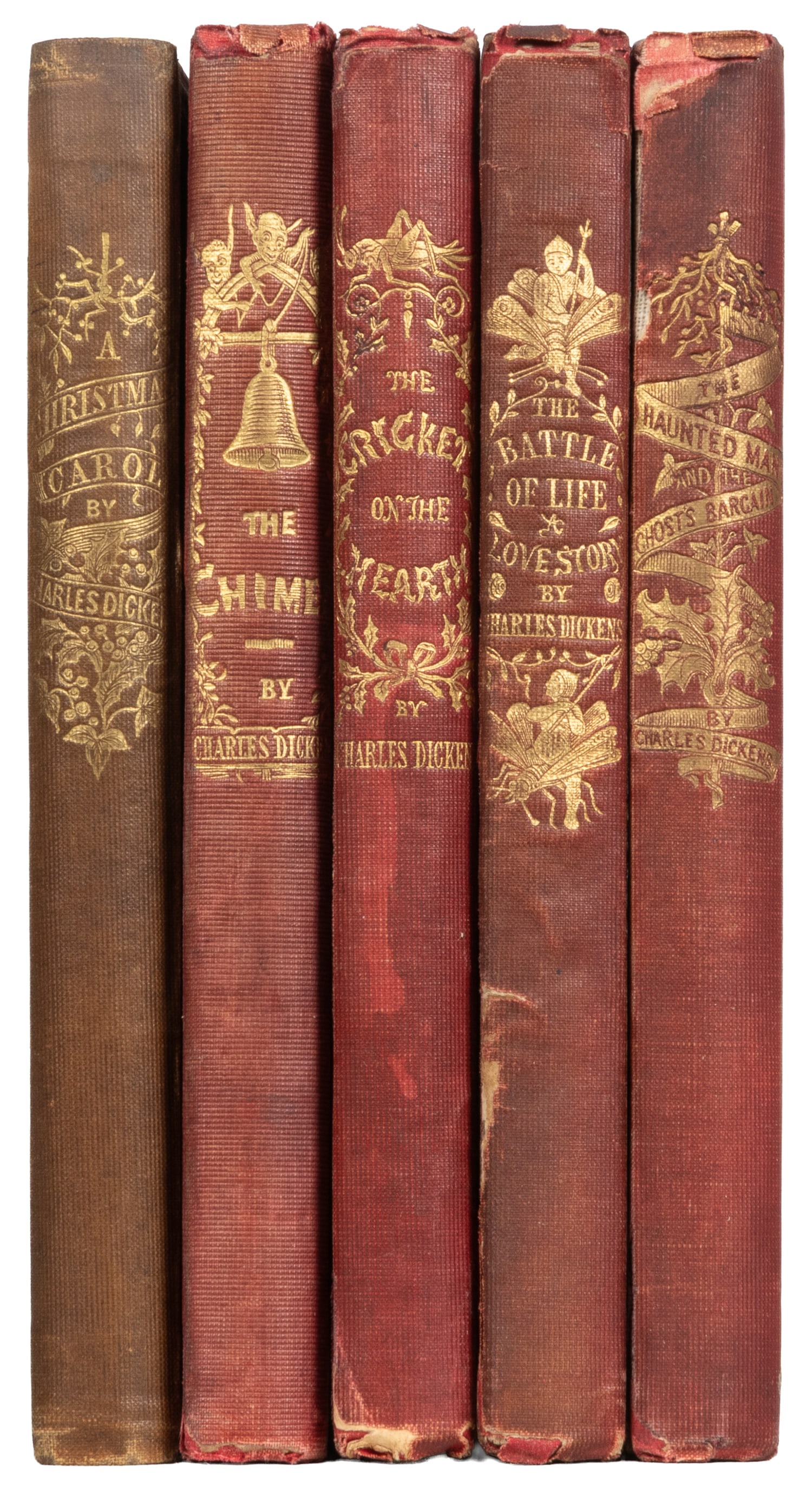 DICKENS, Charles (1812-1870). Mixed First or Early Editions of The Christmas Books in the Original: DICKENS, Charles (1812-1870). Mixed First or Early Editions of The Christmas Books in the Original Cloth, including: A Christmas Carol. In Prose. Being A Ghost Story of Christmas. London: Chapman & Ha