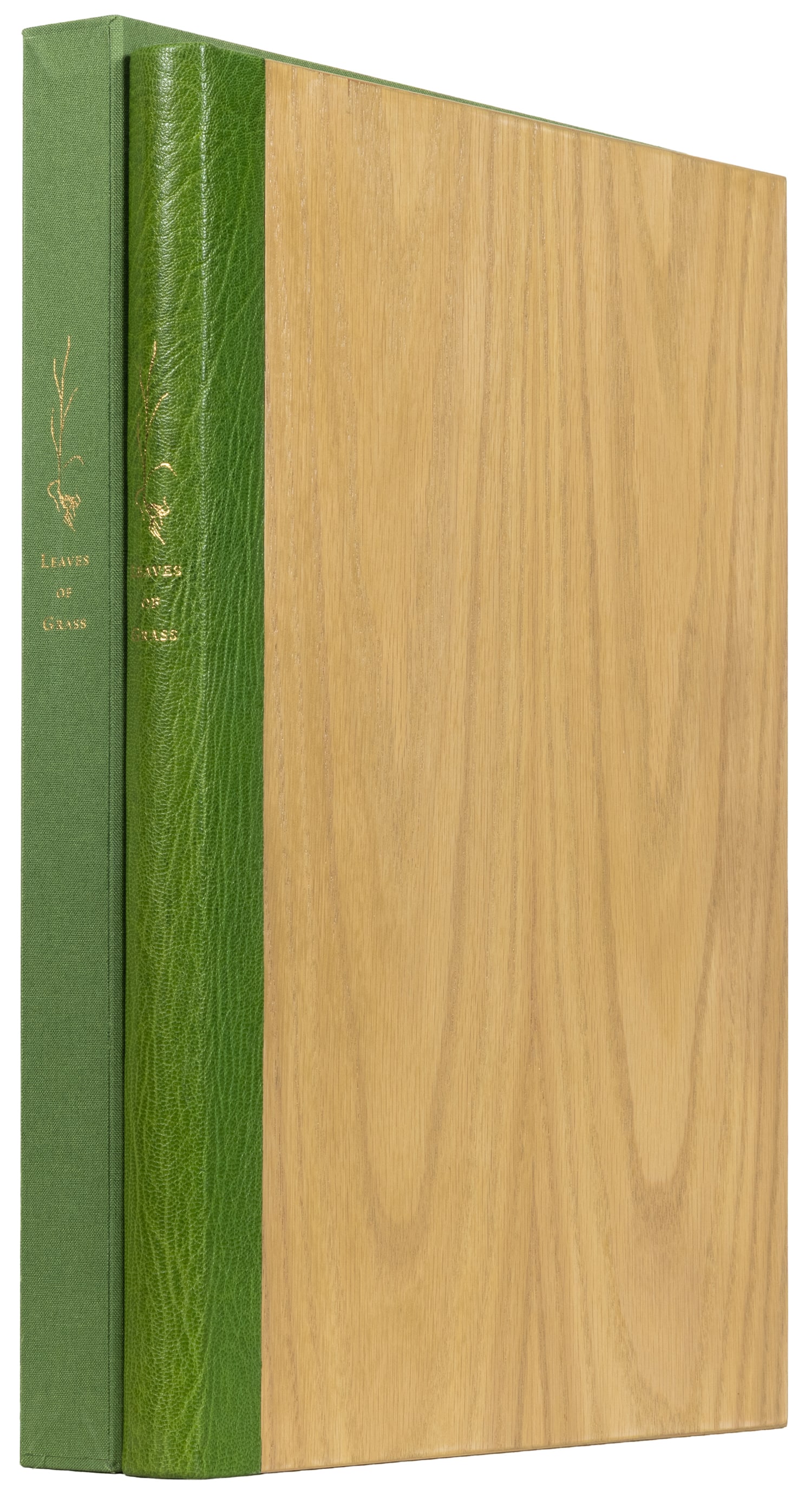 [FINE PRESS BOOKS]. WHITMAN, Walt (1819-1892). Leaves of Grass. San Francisco: Arion Press, 2014.: [FINE PRESS BOOKS]. WHITMAN, Walt (1819-1892). Leaves of Grass. San Francisco: Arion Press, 2014. Folio. [1-]155 [+1]pp. Portrait of Whitman on p24 in brown ink. Oak boards with green morocco stamped 