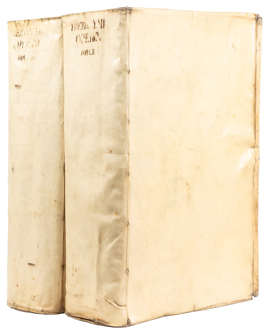 [HIERONYMUS STRIDONENSIS, Sanctus [Saint Jerome of Stridon] (c. 340-420)]. [ERASMUS OF ROTTERDAM: [HIERONYMUS STRIDONENSIS, Sanctus [Saint Jerome of Stridon] (c. 340-420)]. [ERASMUS OF ROTTERDAM (ca. 1466-1536)]. Sancti Hieronymi Stridonensis Opera Omnia cum notis et scholiis, variis item lectioni