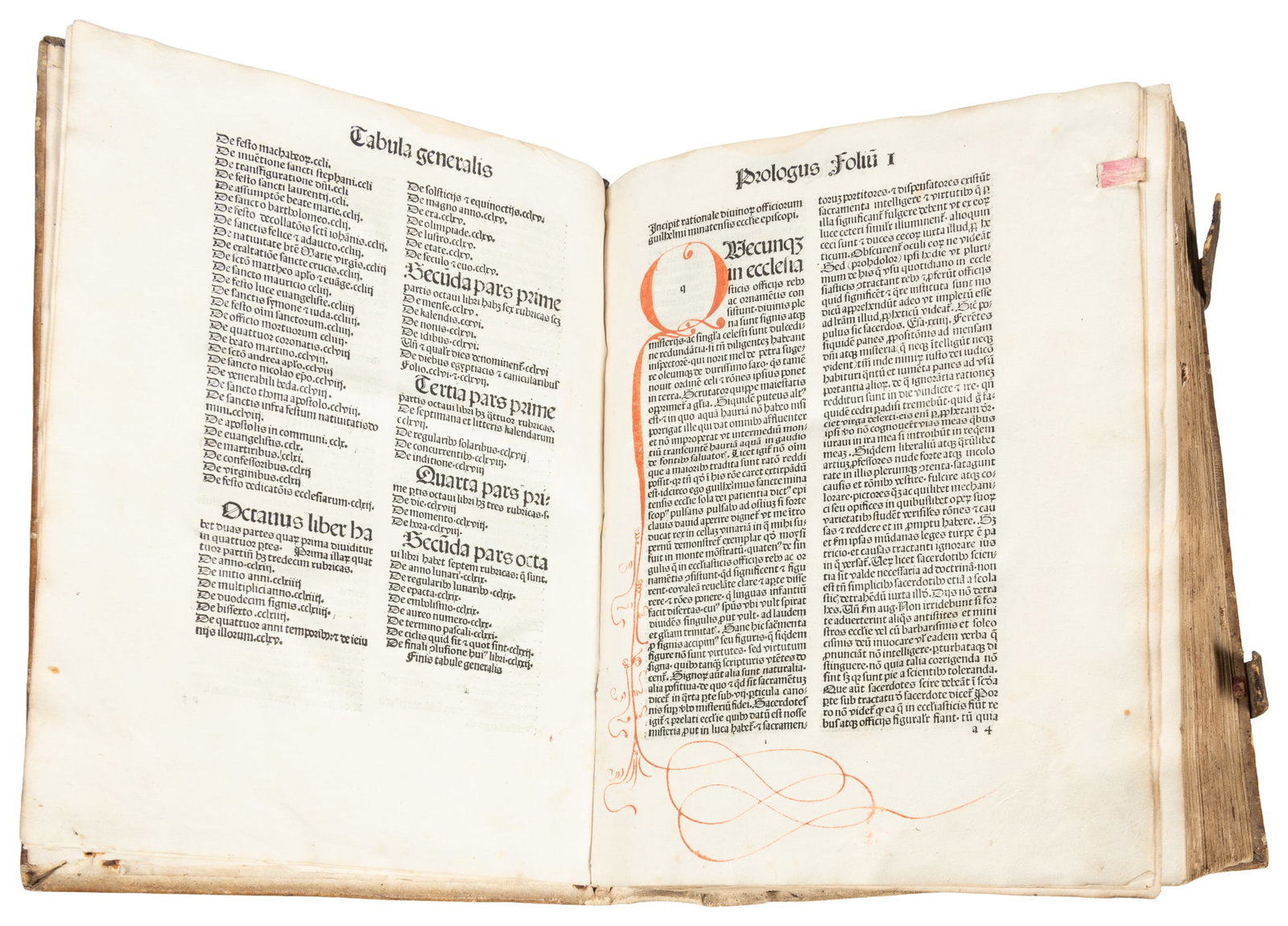 [INCUNABLES]. DURANTI, Guillelmus [a. k. a. DURANDUS, William or DURAND, Guillaume, ca. 1237-1296].: [INCUNABLES]. DURANTI, Guillelmus [a. k. a. DURANDUS, William or DURAND, Guillaume, ca. 1237-1296]. Rationale Divinorum Offiiciorum... Strassburg: [Johan Pruss,] 1486. Folio. [3], 272, [1] ff. Complet