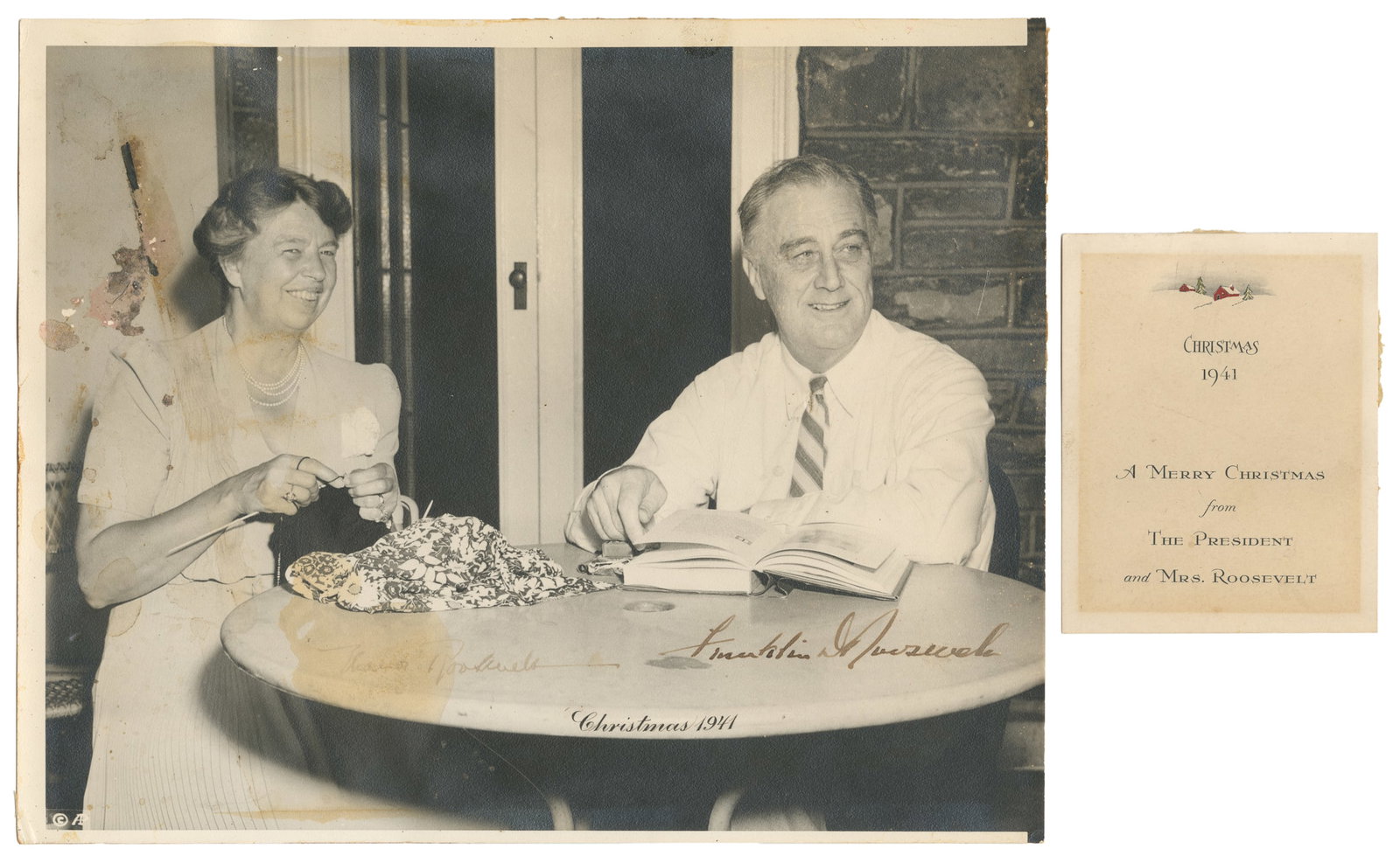 ROOSEVELT, Franklin Delano (1882-1945) and ROOSEVELT, Eleanor (1884-1962). Signed Associated Press (1 of 3)