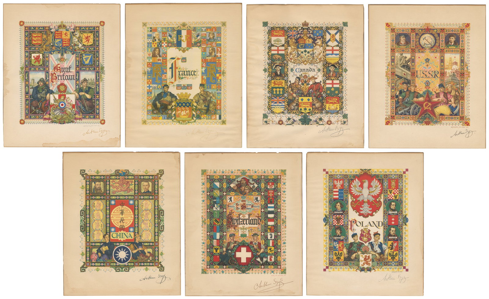 [SZYK, Arthur (1894-1951), illustrator]. Group of Seven Signed First Edition Prints from "Visual (1 of 8)