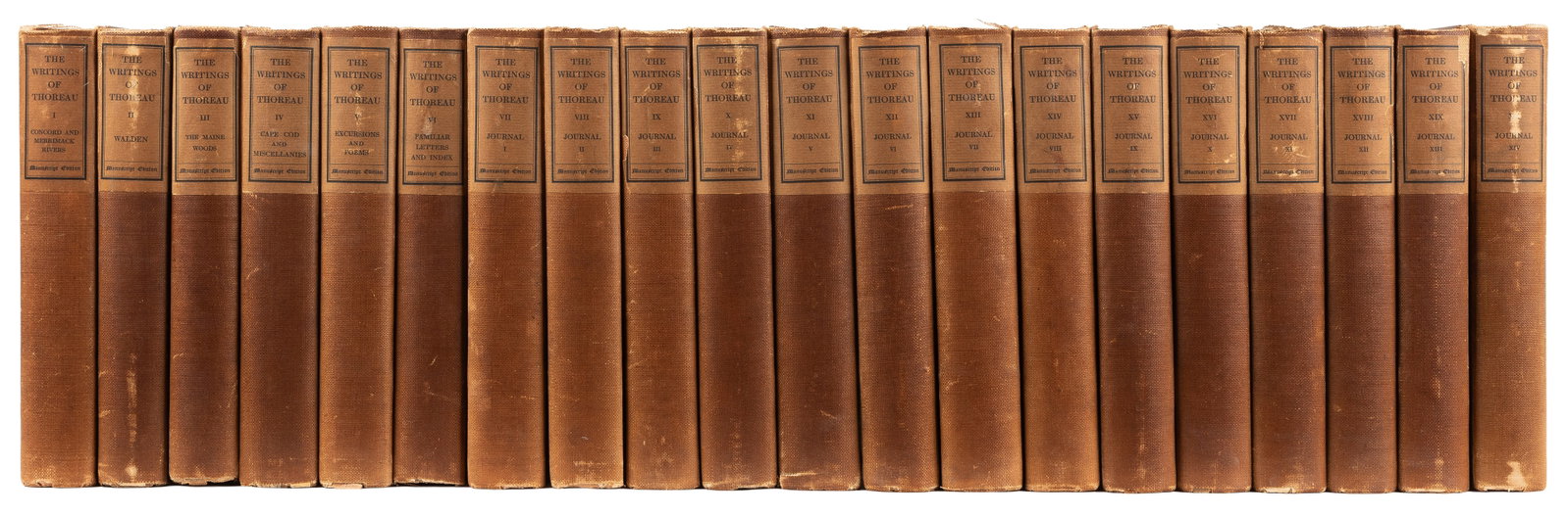 THOREAU, Henry David (1817-1862). The Writings of Henry David Thoreau. Boston and New York: Houghton: THOREAU, Henry David (1817-1862). The Writings of Henry David Thoreau. Boston and New York: Houghton Mifflin and Company, 1906. 8vos. Illustrated with frontispieces and tinted plates throughout. Compl