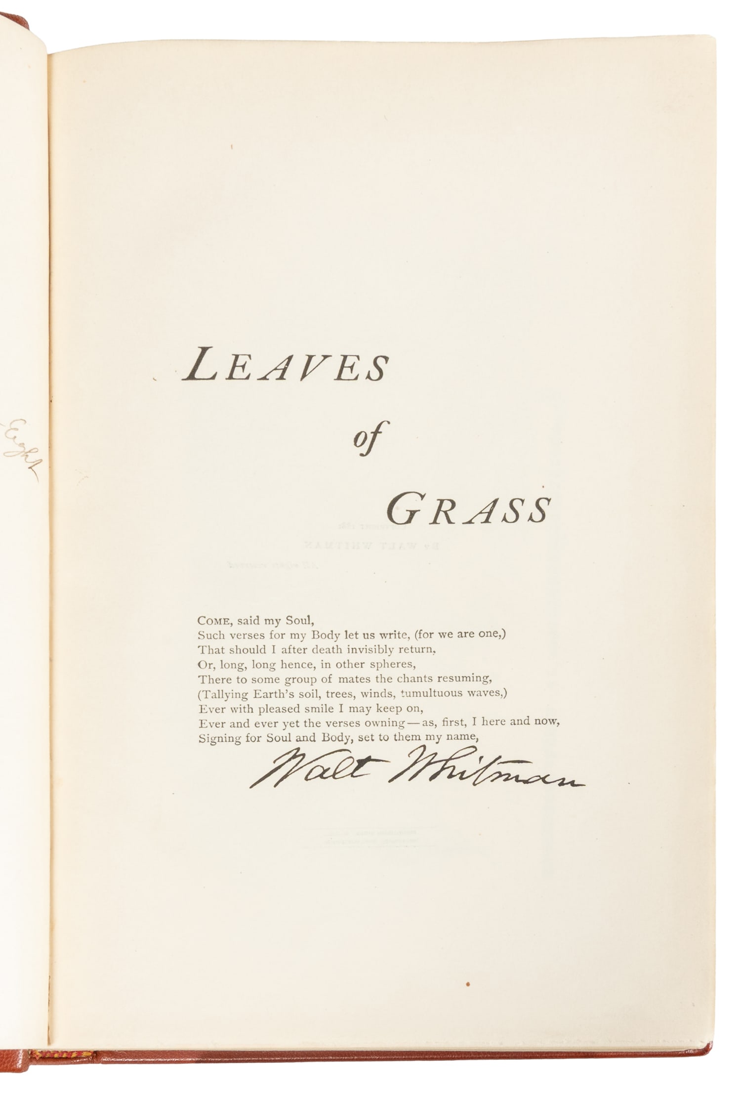 WHITMAN, Walt (1819-1892). Complete Poems & Prose of Walt Whitman 1855...1888. Authenticated & (1 of 2)