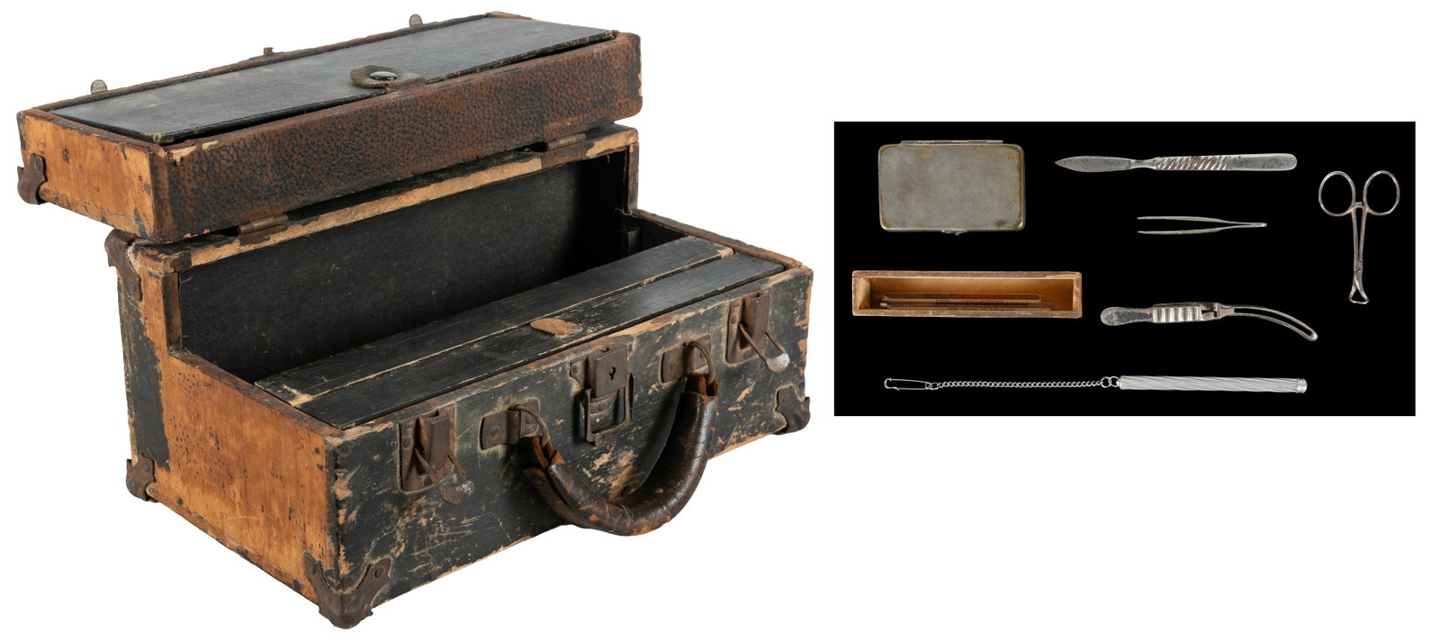 [SURGEON'S KIT]. Partial Surgeon's Portable Kit. [N.p., ca. 19th - 20th centuries]. (1 of 4)