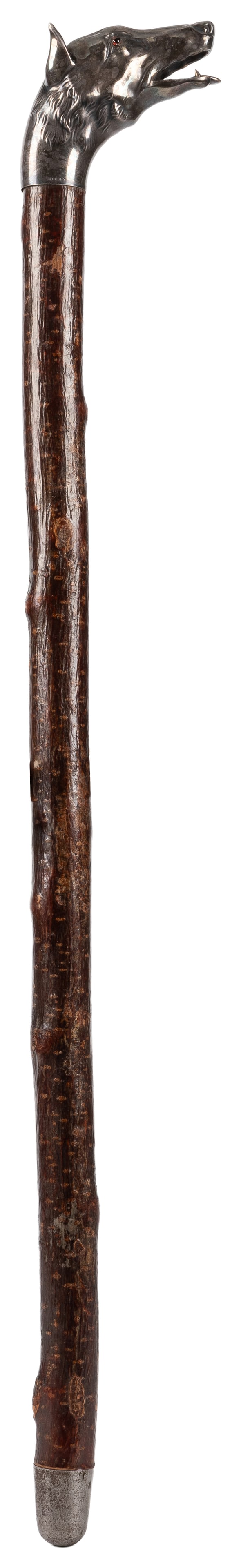 Antique hunting stick with hound's head. (1 of 4)