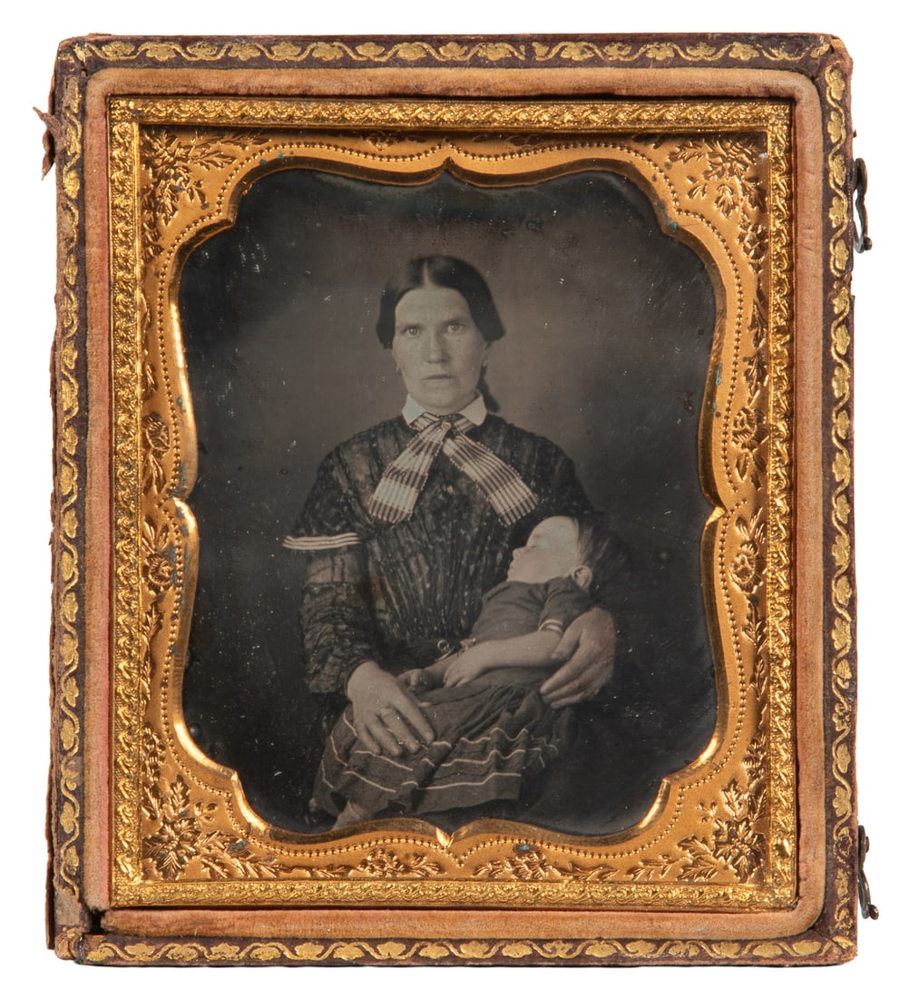 [EARLY PHOTOGRAPHY]. Post mortem daguerreotype of mother and child. (1 of 1)