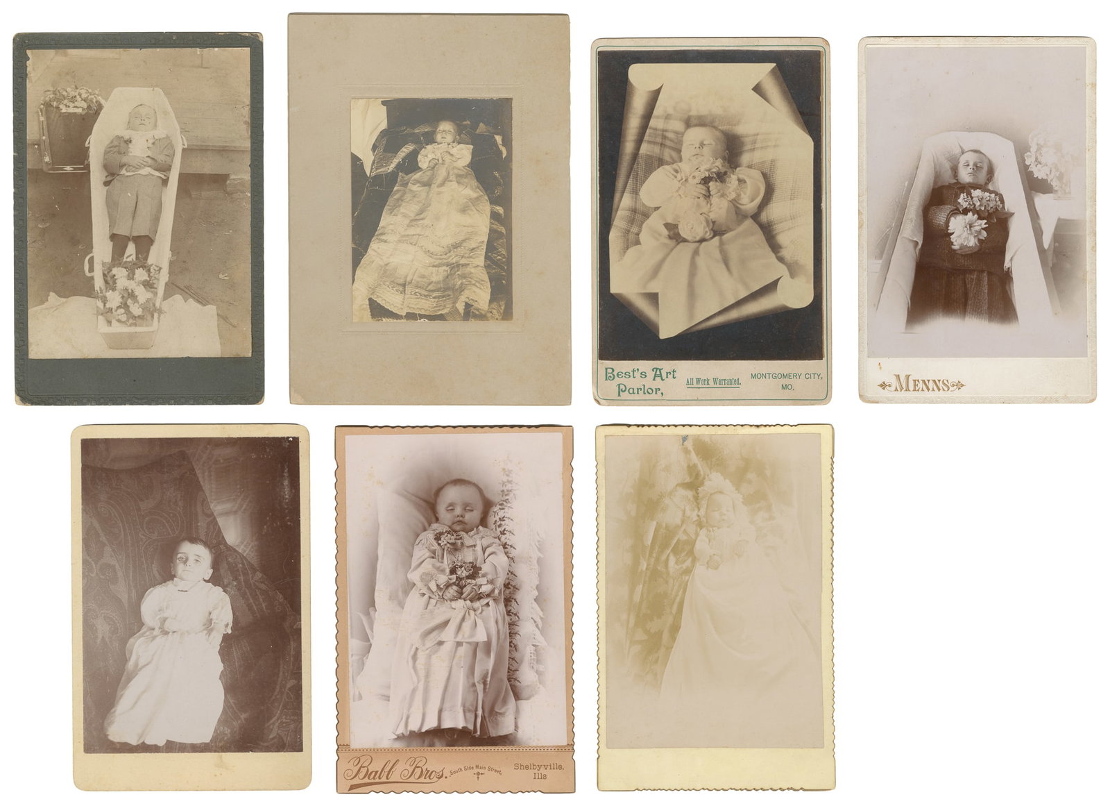 Seven post mortem cabinet card or mounted photographs of children. (1 of 3)