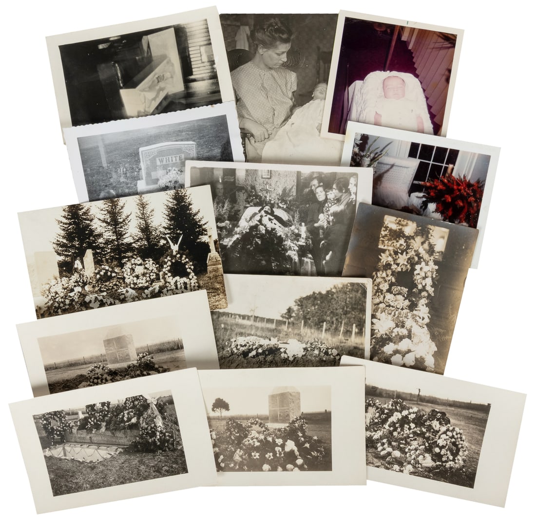 Group of 13 post mortem and gravesite postcards or snapshots. (1 of 1)