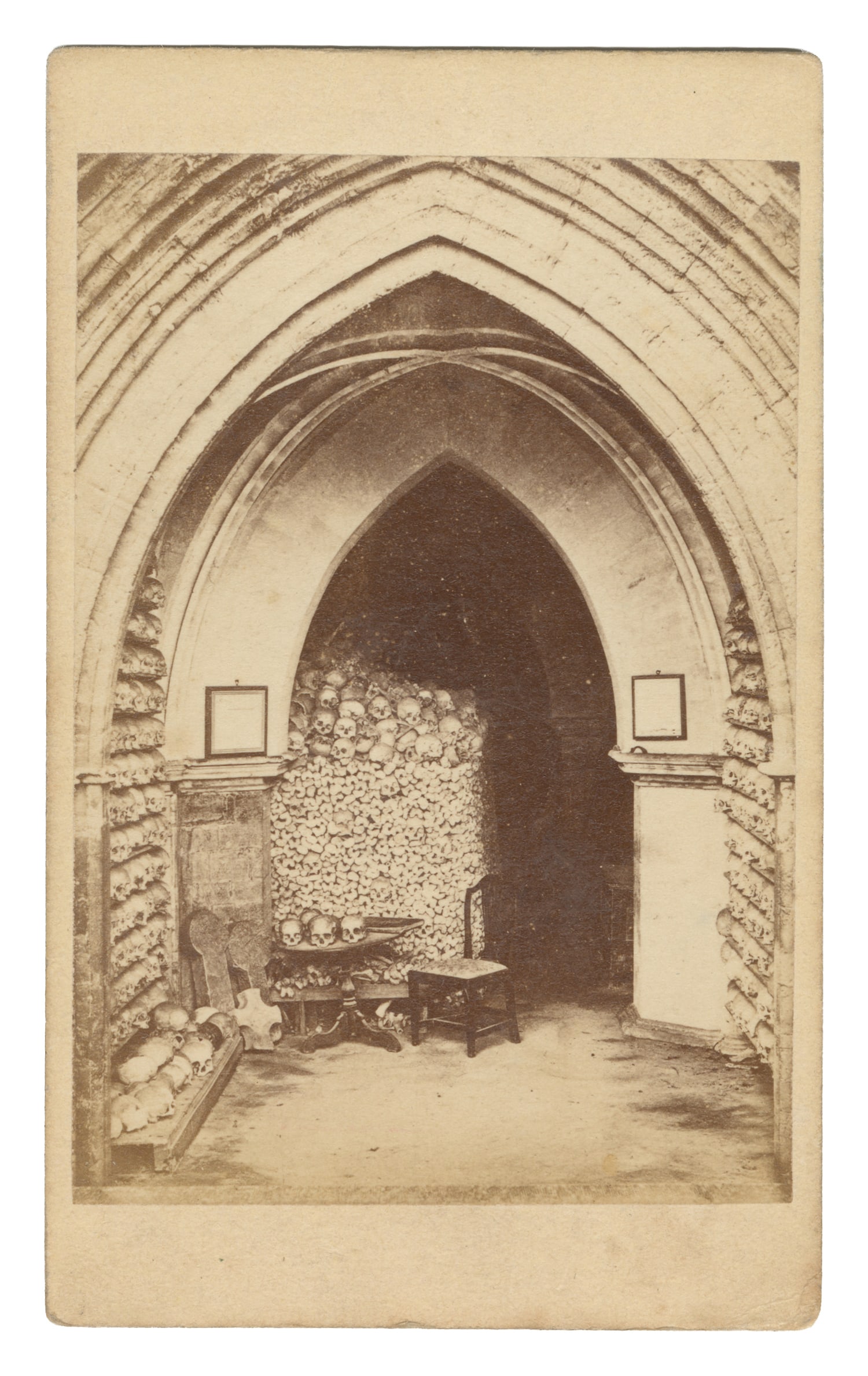 CDV of Ossuary in St. Leonard's Church Crypt. Hythe, England: J.V. Cobb, 19th century. (1 of 1)