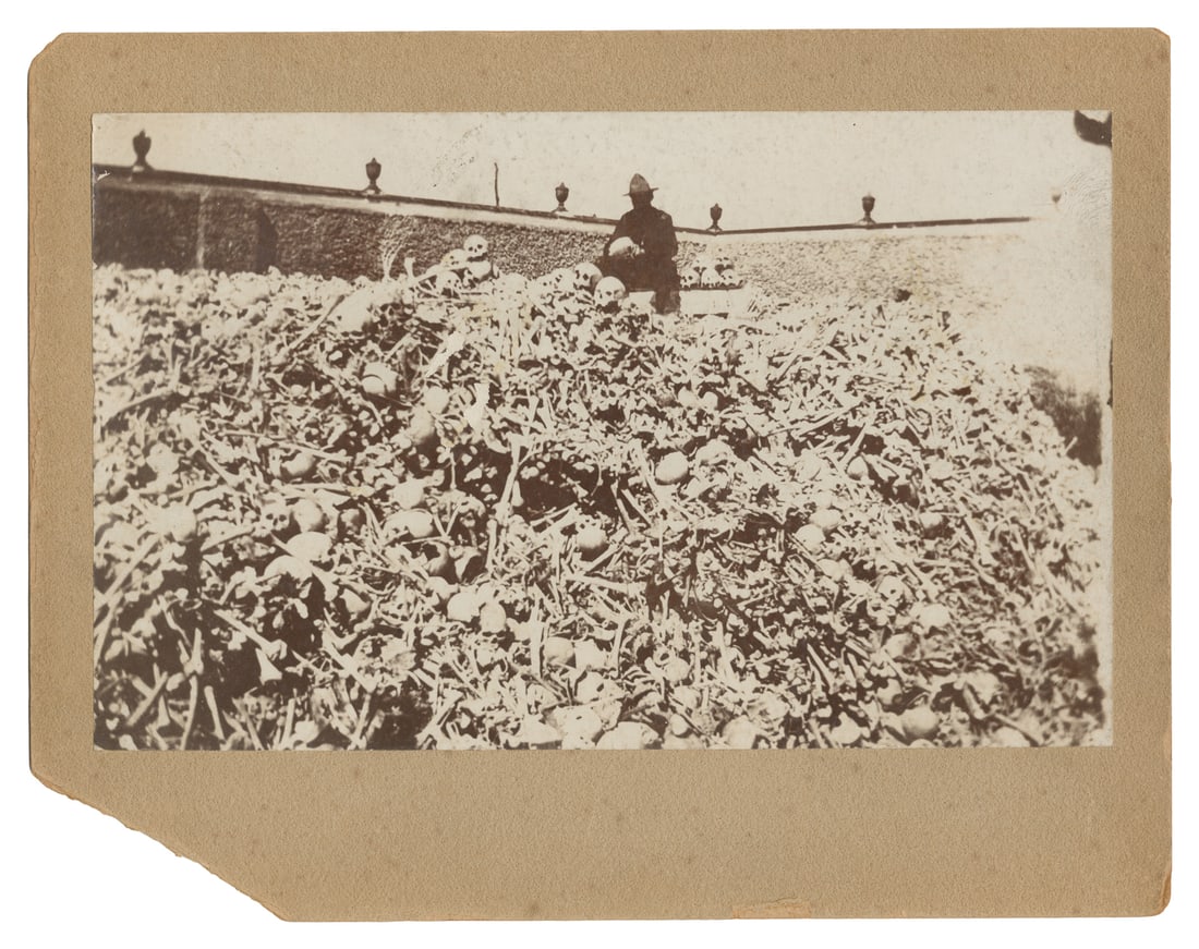 Mounted Photograph of C??lon Cemetery Bone Pile. Havana, Cuba: ca. 1898. (1 of 1)