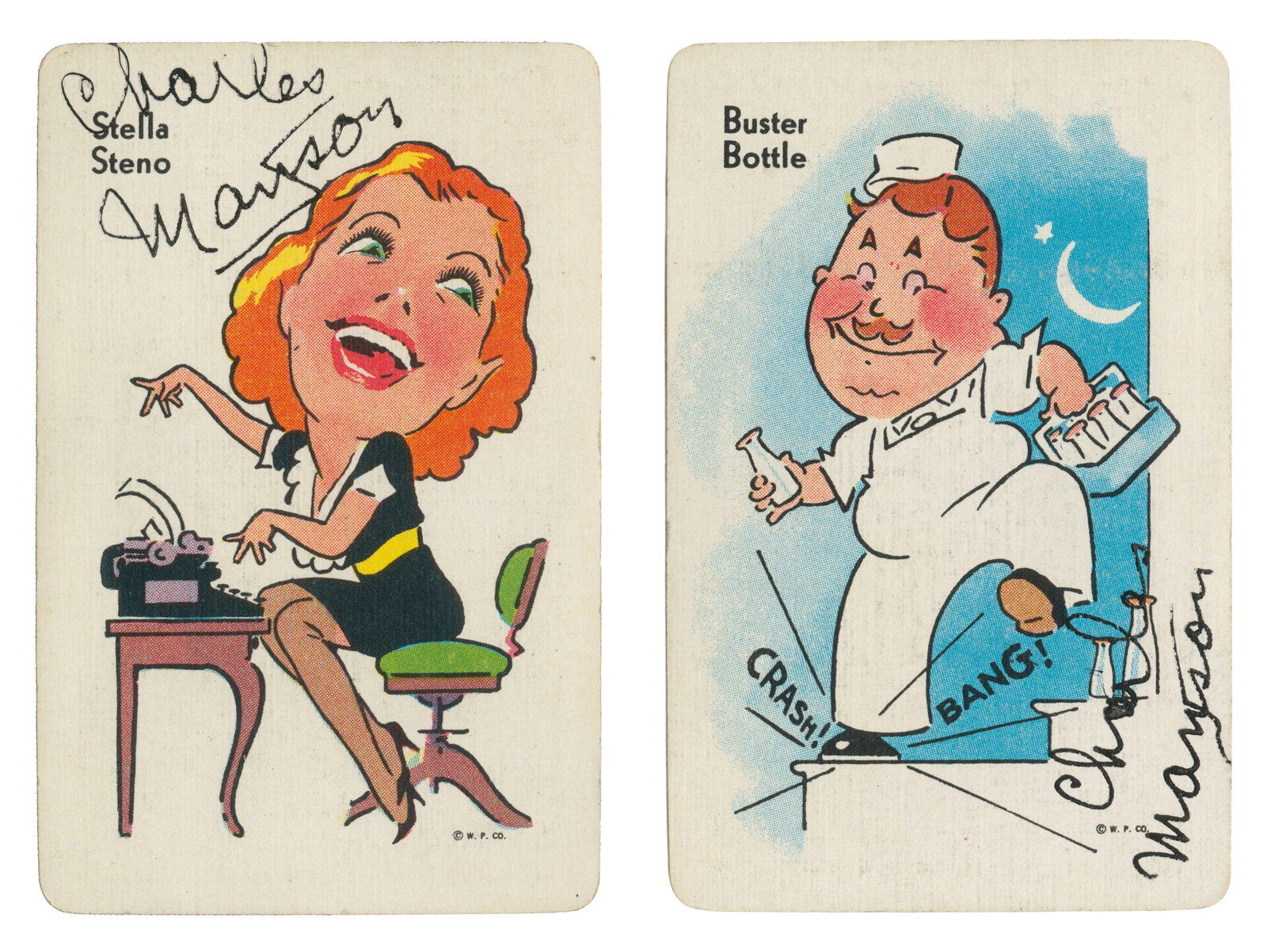 MANSON, Charles (1934-2017). Two Charles Manson Signed Playing Cards. (1 of 2)