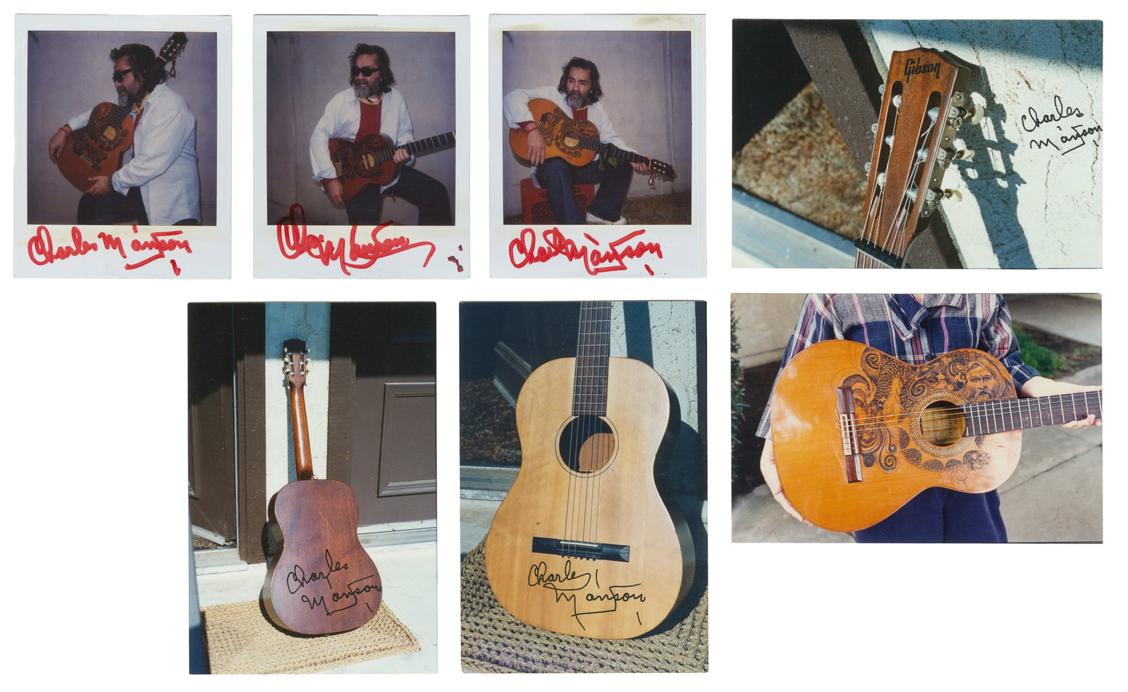 MANSON, Charles (1934-2017). Seven Charles Manson Photographs, Six Signed. Circa mid-1990s. (1 of 3)