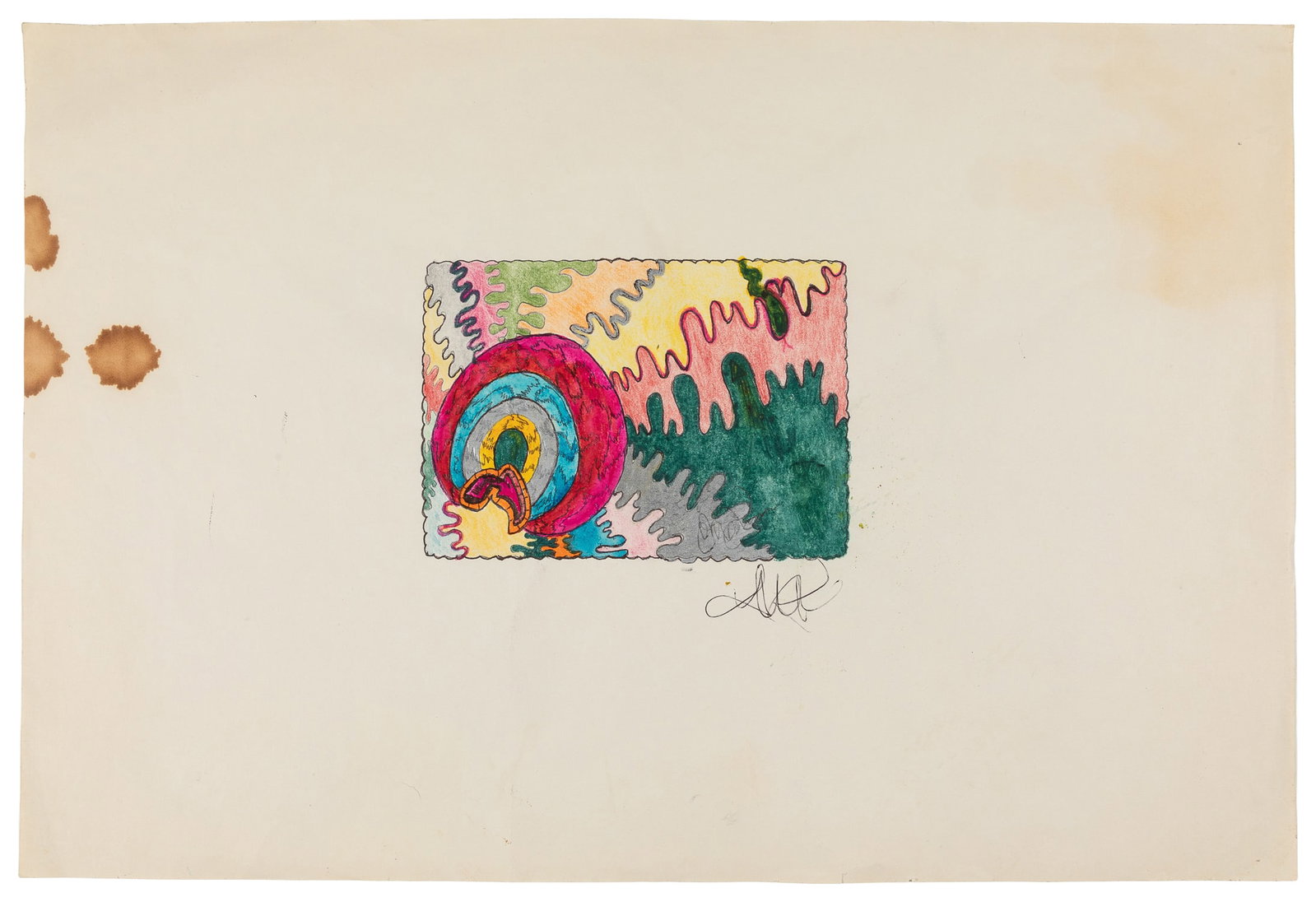 MANSON, Charles (1934 - 2017). Untitled abstract drawing. (1 of 2)