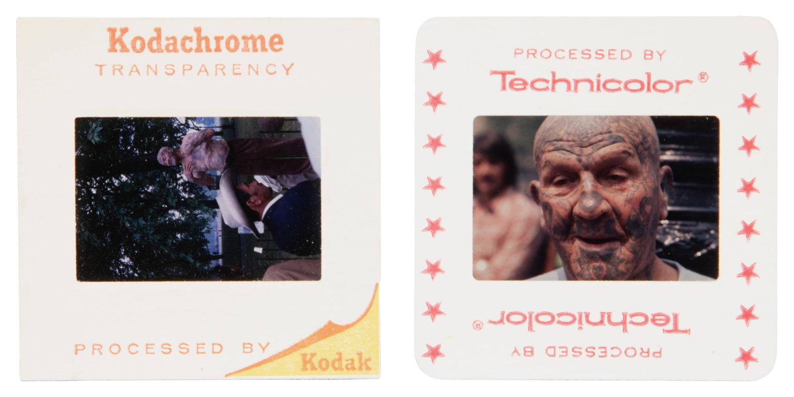[TATTOO]. VAN DYN, Jacobus (South African, 1896 - 1978). Pair of Color Photo Slides featuring "The (1 of 1)