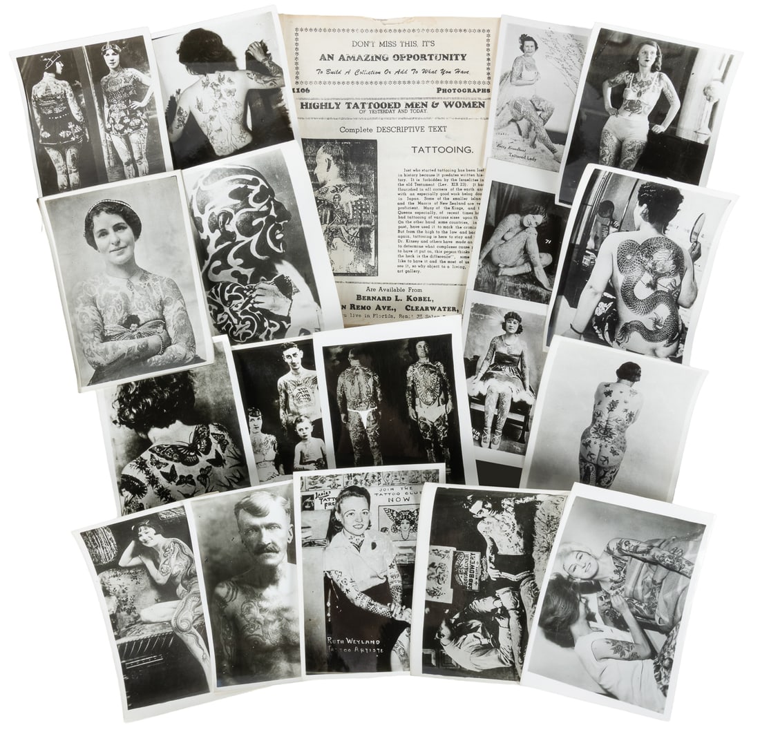 [TATTOO]. Archive of Bernard Kobel Tattooed People Photographs, Catalogue, and RPPCs. (1 of 1)