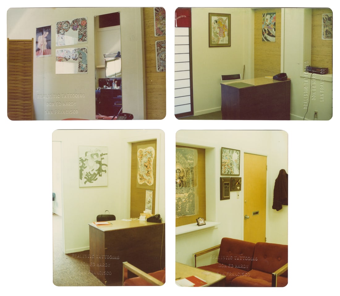 HARDY, Don Ed (American, b. 1945). Shop Interior Photographs and Artist's Business Cards. Ed Hardy's (1 of 2)