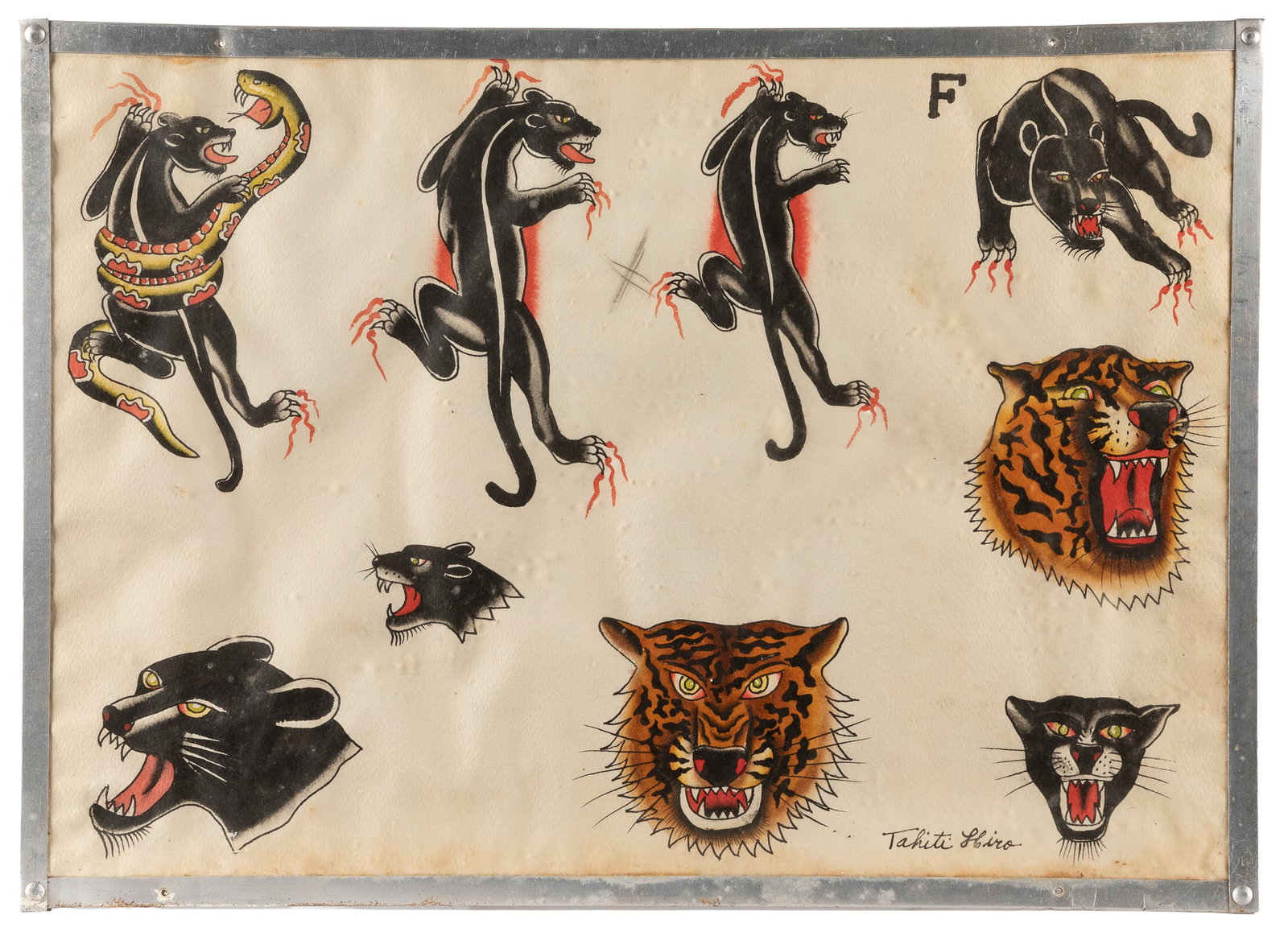 LYNCH, Hiro. Tahiti Hiro Lynch Big Cat Design Flash Sheet. Tahiti Felix Tattoo Studio: San Diego, (1 of 1)