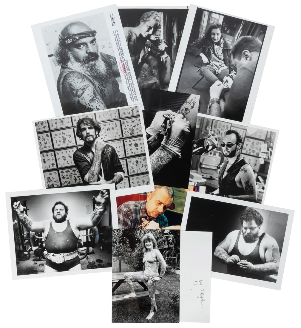 [TATTOO]. Black and White Photography Grouping Featuring Tattooed Individuals. American, late (1 of 1)