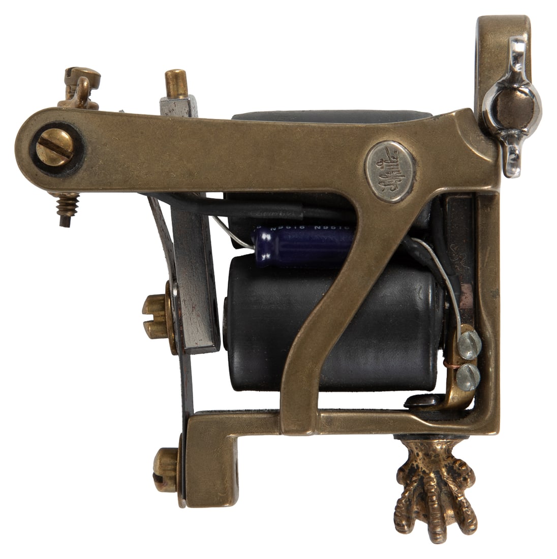 TUTTLE, Lyle (American, 1931-2019). Lyle Tuttle Ball and Claw Brass Tattoo Machine. [San Francisco], (1 of 4)