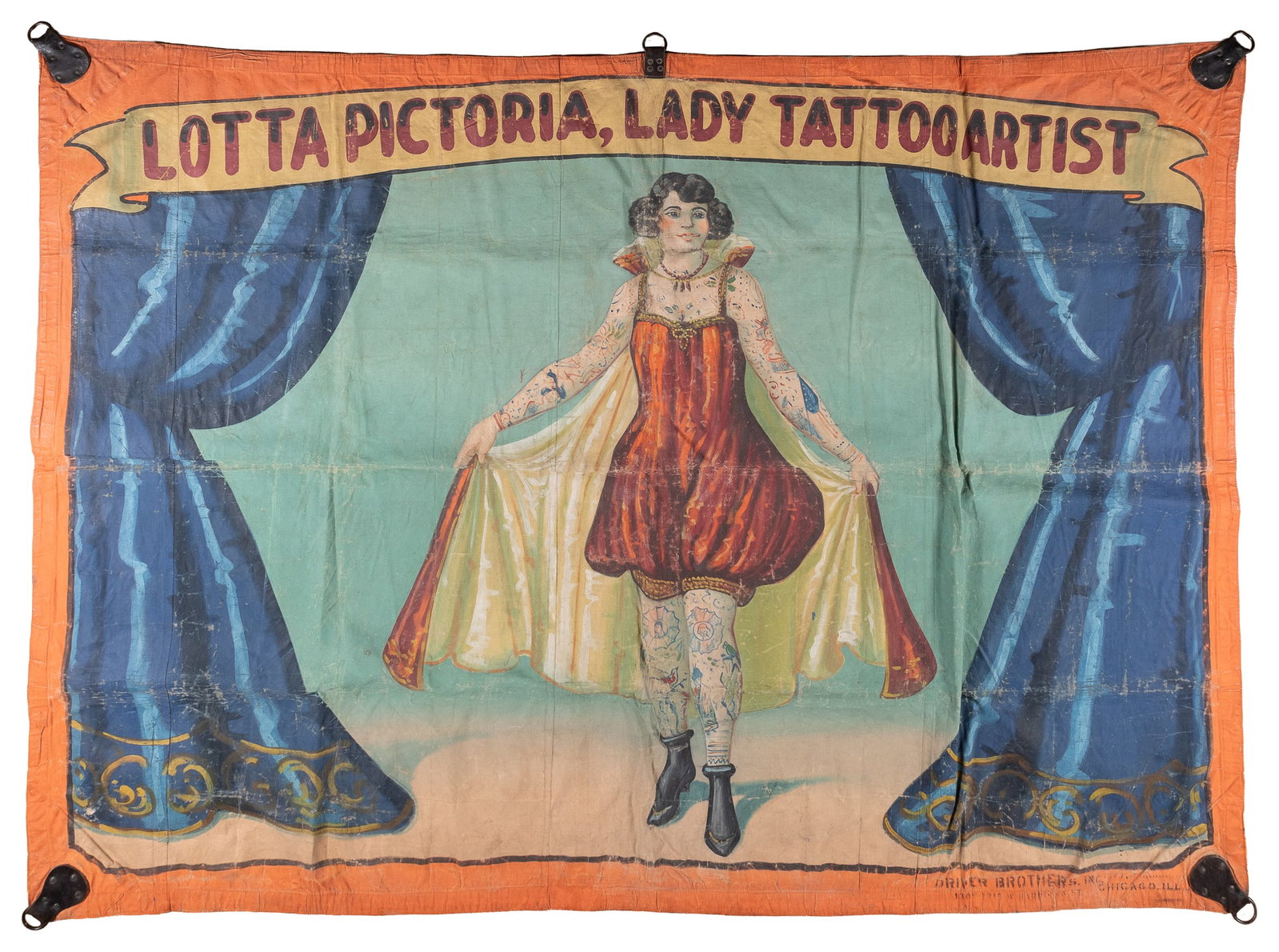 Lotta Pictoria, the Lady Tattoo Artist sideshow banner. (1 of 2)