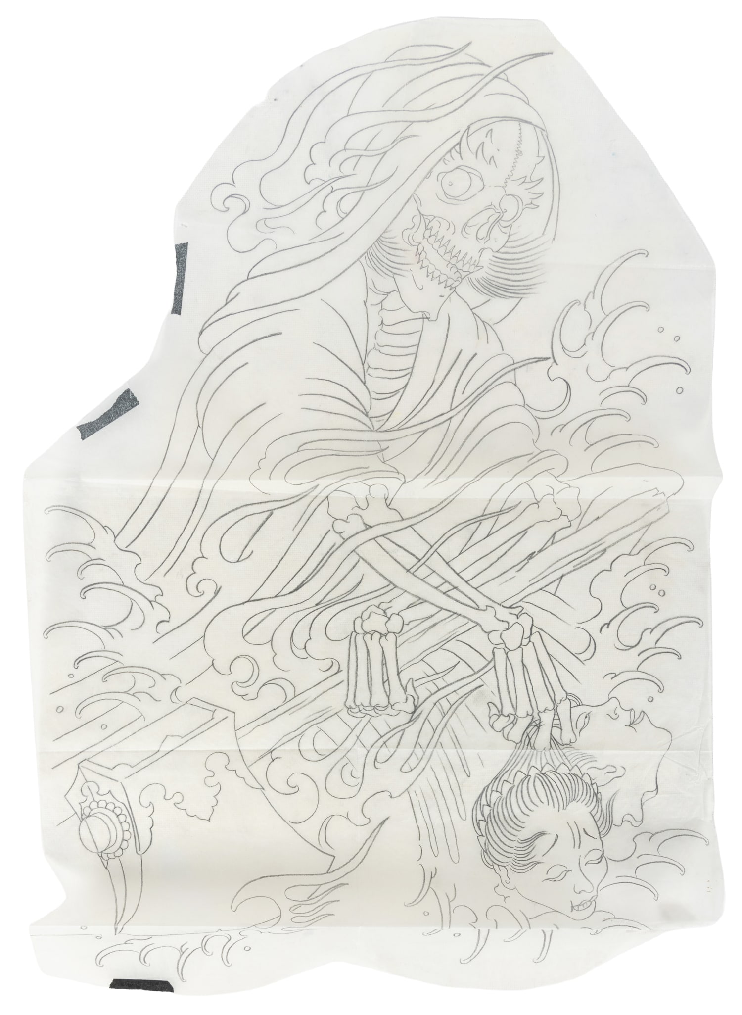 HOYER, Timothy (American, active since the 1980s ). Large-scale Reaper Backpiece Tattoo Stencil. (1 of 1)
