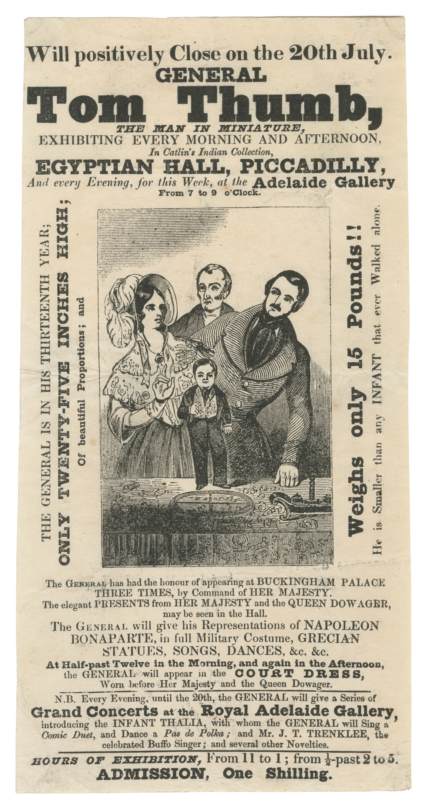 TOM THUMB (Charles S. Stratton). General Tom Thumb, the Man in Miniature. Egyptian Hall. (1 of 1)