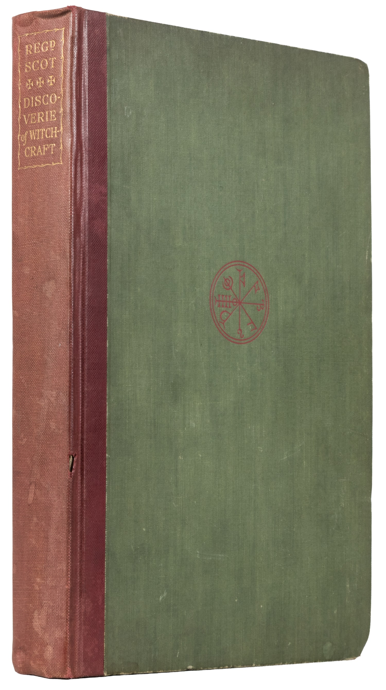 SCOT, Reginald (c. 1538-1599). The Discoverie of Witchcraft.: SCOT, Reginald (c. 1538-1599). The Discoverie of Witchcraft. Bungay: John Rodker, 1930. Folio. Quarter dark red morocco over green cloth, titles gilt stamped (soiling, rubbing to extremities, slight