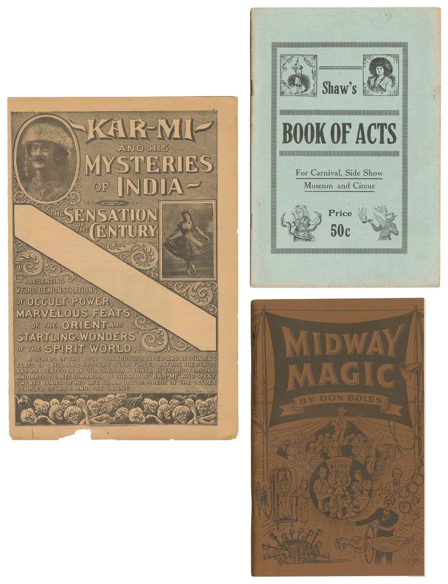 Three Magic and Sideshow Booklets. (1 of 3)