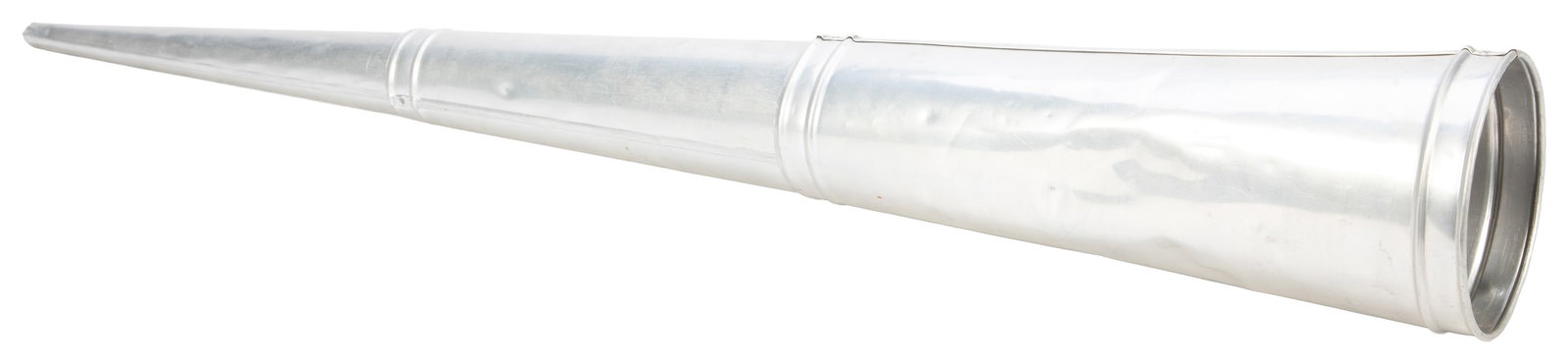 Spirit Trumpet.: Spirit Trumpet. Circa 1950. Collapsible aluminum trumpet for use in spirit seances. In a darkened séance room, ghostly voices emanate from the device. Unmarked. Extended length 29".