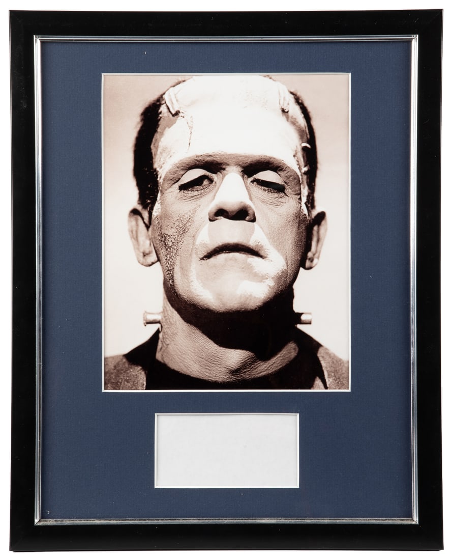 [CINEMA]. KARLOFF, Boris (1887-1969). Signed document. New York, 1957.: [CINEMA]. KARLOFF, Boris (1887-1969). Signed document. New York, 1957. Ink signature ("Boris Karloff") on an amendment to an agreement, dated June 7, 1957, related to his appearance in Stranglehold,