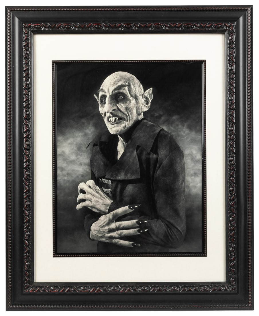 HOFFINE, Joshua. Gravure Photograph of Nosferatu's Count Orlok. American, 2021.: HOFFINE, Joshua (American, active 21st century). Gravure Photograph of Nosferatu's Count Orlok. American, 2021. Black and white gravure photograph depicting a modern interpretation of the vampire