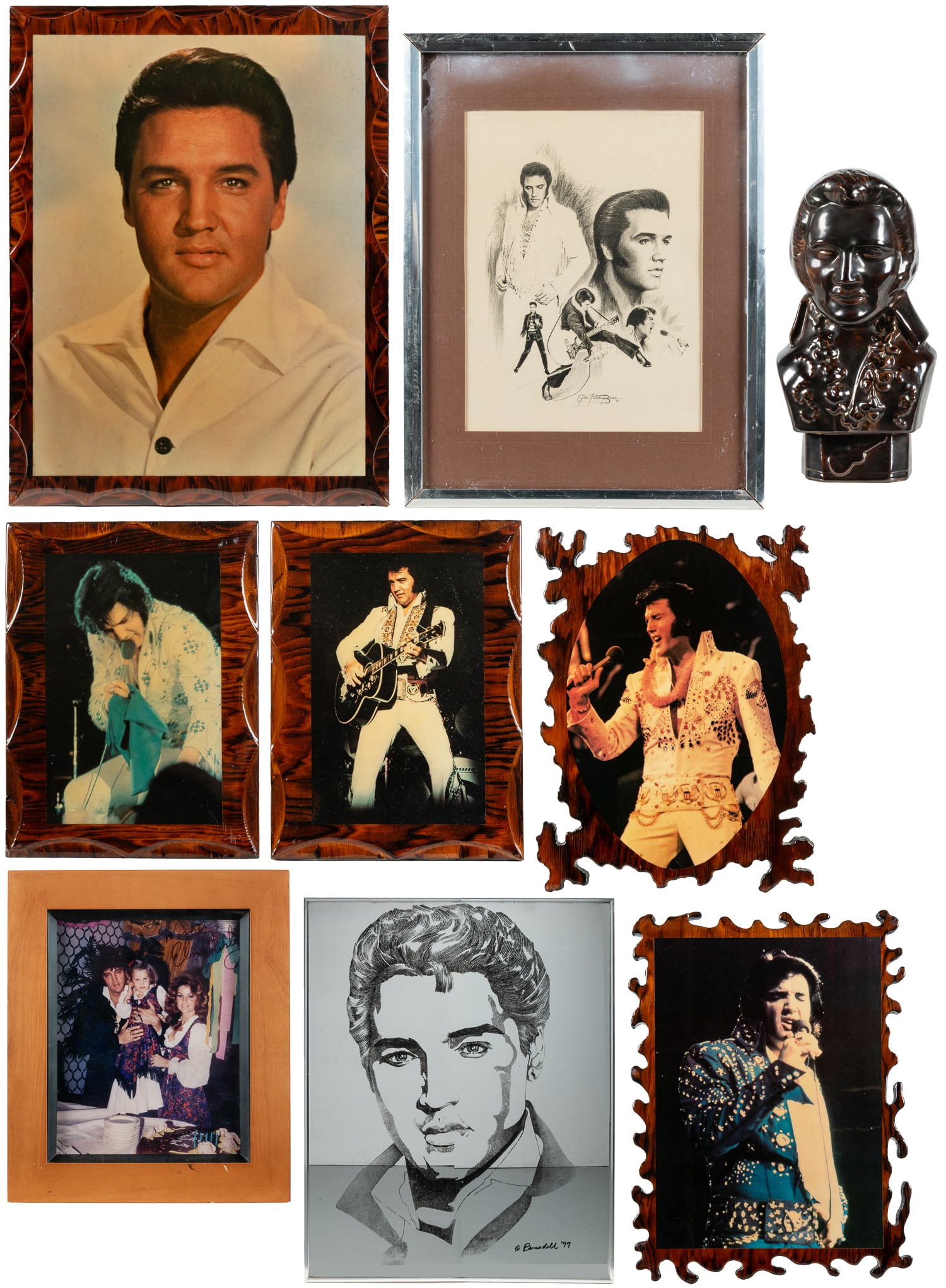 Elvis Presley. Collection of prints, photos, plaques, and a bust (30). (1 of 10)