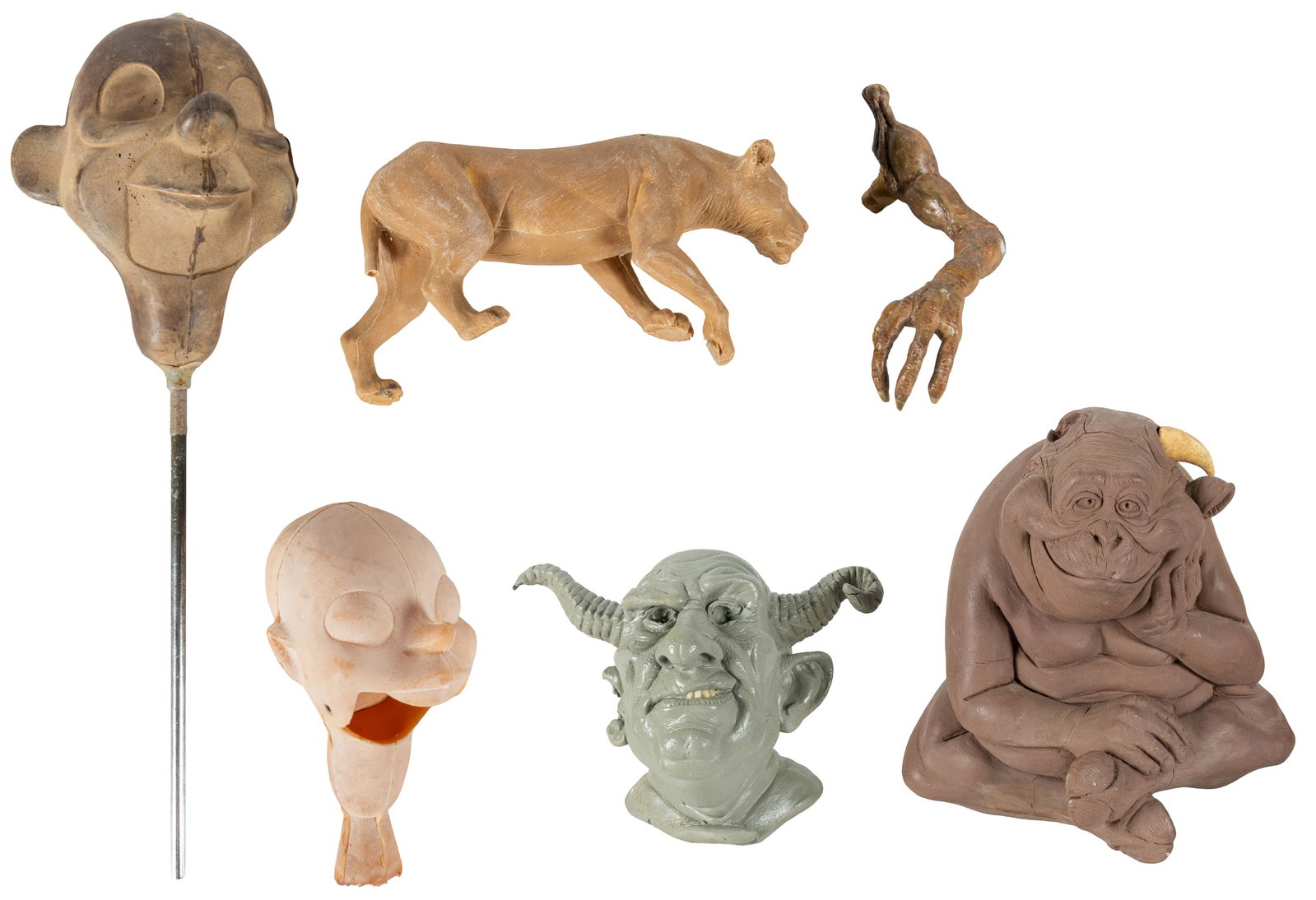 SCHAPER, Erik (1962-2025). Group of 11 Model Creatures.: SCHAPER, Erik (1962-2025). Group of 11 Model Creatures. Plasticine, plastic, and other media. Including a lion and several fantastical creatures with horns, tails, and alien features. In different