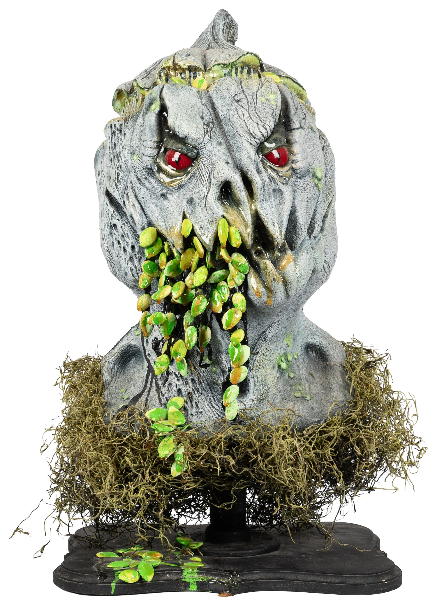 [PROPS] KOSAR, Anthony (American, b. 1985). Studio Molded SFX "Pumpkin Head" Display Bust.: [PROPS] KOSAR, Anthony (American, b. 1985). SFX "Pumpkin Head" Display Bust. [American], 21st century. Bust-style mount created by known special FX artist Anthony Kosar depicting a fictional "Pumpkin