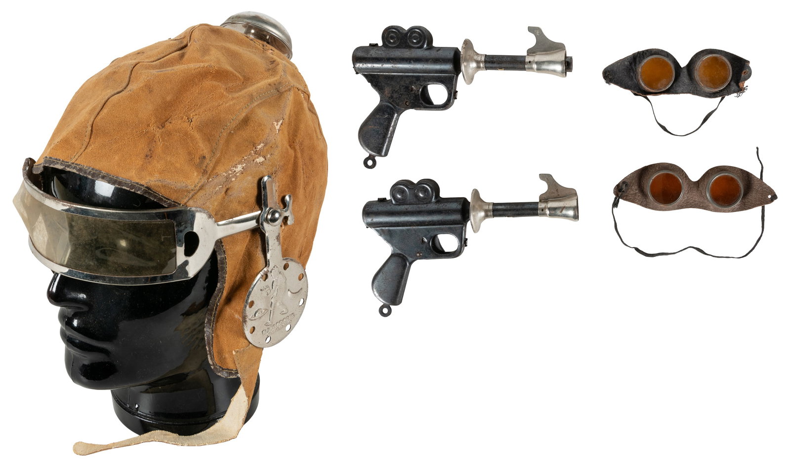 Buck Rogers space helmet and two pistols. (1 of 3)