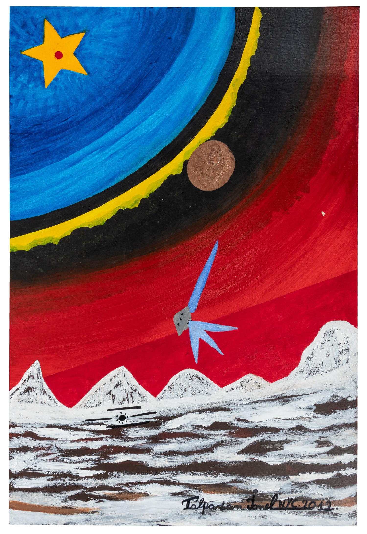 TALPAZAN, Ionel (Romanian, 1955-2015). Untitled (UFO Over Snowscape). 2012. (1 of 3)