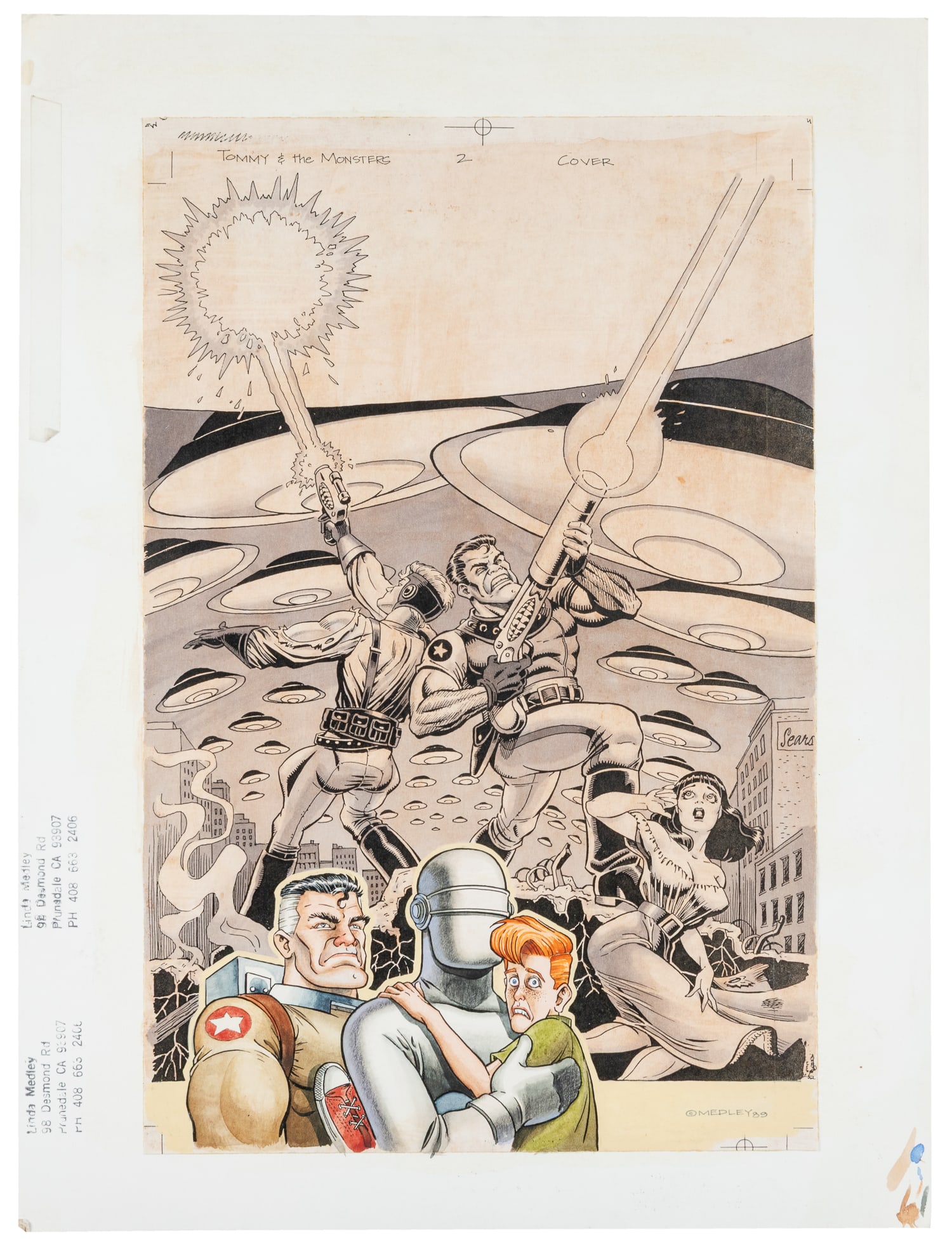 MEDLEY, Linda (American, b. 1964). Tommy & the Monsters #2 Original Cover Maquette. 1989 (1 of 1)
