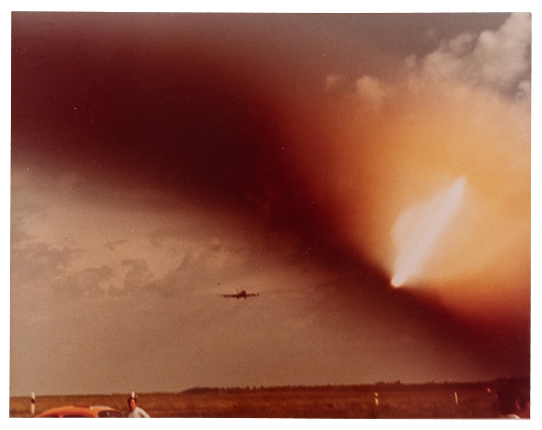 Glowing UFO. 1970s.: Glowing UFO. 1970s. Vintage chromogenic print. From Wendelle C. Stevens Estate. Mounted to board. 11 x 14". From Wendelle C. Stevens Estate.