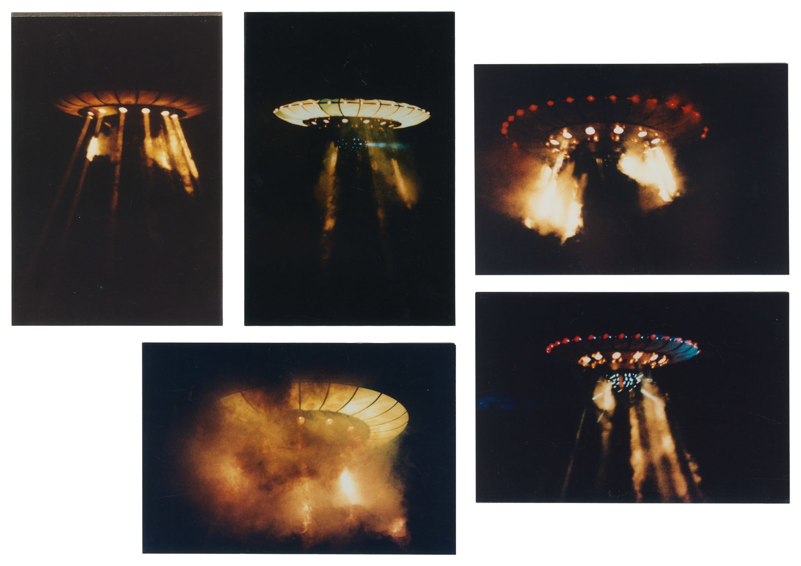 Collection of 5 Photographs of UFO in Nashville, Tennessee. 1989, Printed 1991.: Collection of 5 Photographs of UFO in Nashville, Tennessee. 1989, printed 1991. Chromogenic prints / photographs. 4 x 6" each. On label verso, "Photographs taken in Nashville, TN. 9 / 27 / 89. With