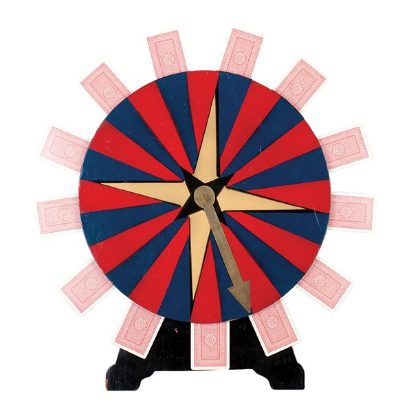 154. Phant-O-Dial. Abbott’s Magic Novelty Co., ca. 1941: 154. Phant-O-Dial. Colon Michigan, Abbott’s Magic Novelty Co., ca. 1941. Three cards from thirteen attached to a wheel are selected, and match three cards selected by spectators. Wooden wheel finish