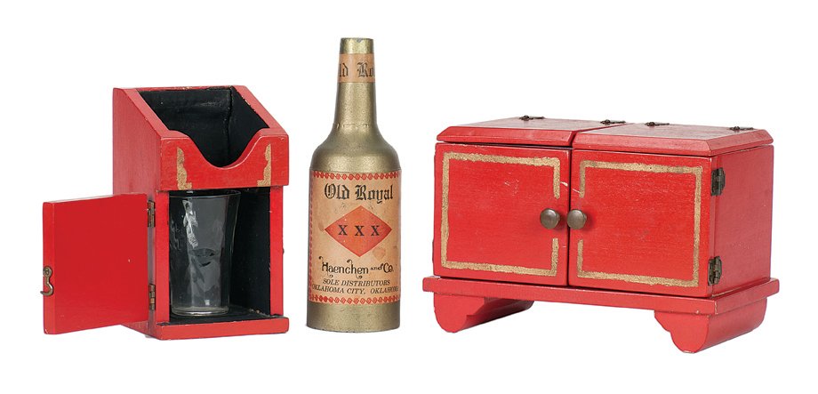 250. Wine Box. Oklahoma City, Haenchen & Co., ca. 1930.: 250. Wine Box. Oklahoma City, Haenchen & Co., ca. 1930. A die-box type routine in which a glass of liquid vanishes and reappears in a cabinet in which rests a bottle of wine. Bottle, two cabinets, gla