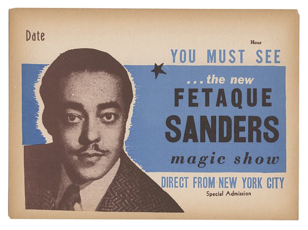 308. Over 25 pieces of Fetaque Sanders ephemera.: 308. Sanders, Fetaque. Archive of over 25 pieces of Fetaque Sanders ephemera. Including fliers, broadsides, playbills, programs, tickets, photos, and clippings, all related to this prominent African A