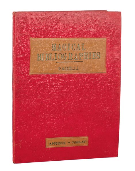 Farelli, Victor. Magical Bibliographies. Deluxe edition: Farelli, Victor. Magical Bibliographies. Shanklin: James B. Findlay, 1953. Deluxe edition. Red boards stamped in brown, black, and gold. 8vo. Endsheets foxed, minor bumping and wear to cloth, otherwis