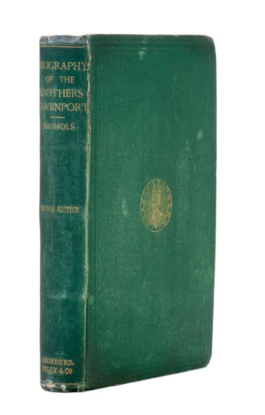Nichols, T.L. A Biography of the Brothers Davneport.: Nichols, T[homas] L[ow]. A Biography of the Brothers Davenport. London: Saunders, Otley & Co., 1865. Second edition. Green cloth, gilt stamped. 8vo. Fore-edges of several pages chipped, cloth and hing