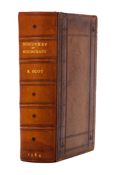 Scot. The Discoverie of Witchcraft. London, 1886.: Scot, Reginald. The Discoverie of Witchcraft. Edited, with explanatory notes, glossary, and introduction by Brinsley Nicholson, M.D. London: Elliot Stock, 1886. Original wrappers bound in tooled calf 