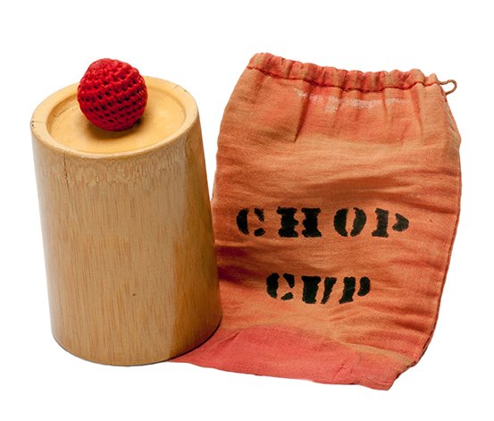 Chop Cup. Hollywood, Exacto Magic, ca. 1950.: Chop Cup. Hollywood, Exacto Magic, ca. 1950. Bamboo cup, being the original one-cup and ball prop manufactured by Al Wheatley, inventor of this popular trick. 4” tall, 2 ¾” diameter. With origina