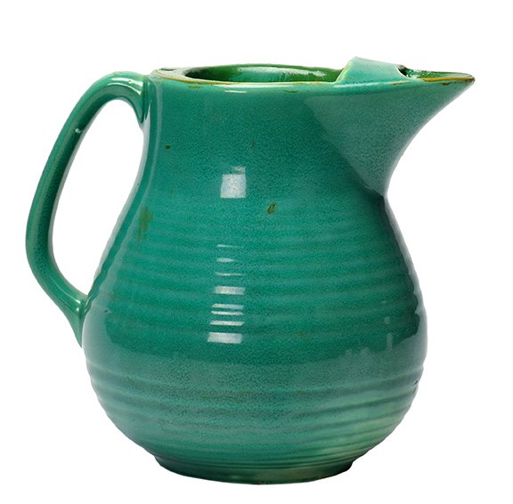 McCullough’s Mighty Miracle Pitcher. Thayer.: McCullough’s Mighty Miracle Pitcher. Los Angeles, Thayer’s Studio, ca. 1947. A ceramic fiesta ware-type pitcher from which any drink called for can be poured; or, two different drinks, for example