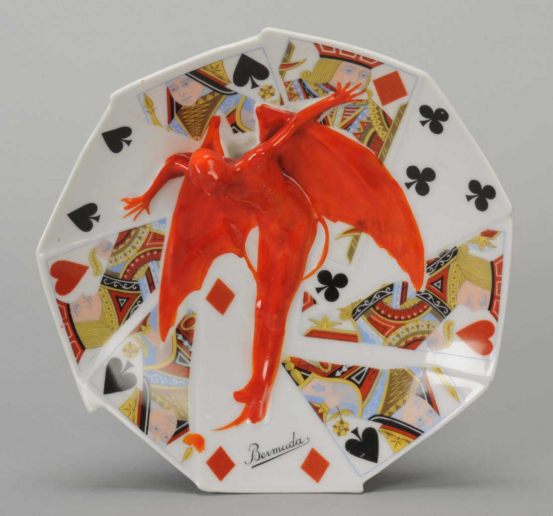 Candy Dish, Devil & Card, Royal Bayreuth. Bayreuth,